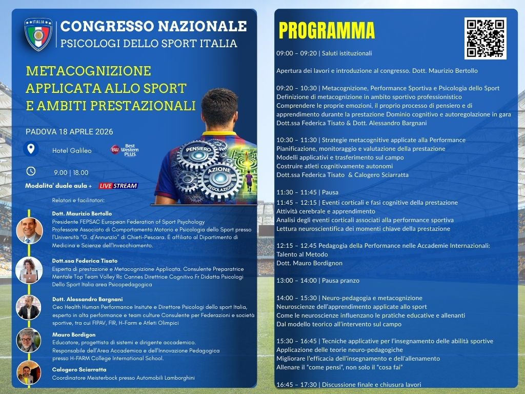 Congresso Nazionale psicologi dello sport italia 2026 18 aprile