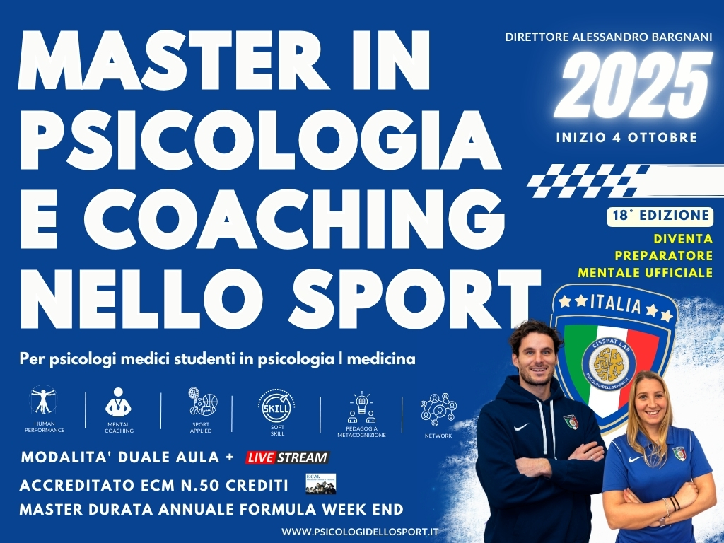 Master psicologia dello sport 17 EDIZIONE 2025 Bonas Appierto Elena Graffi bertollo tisato Benini